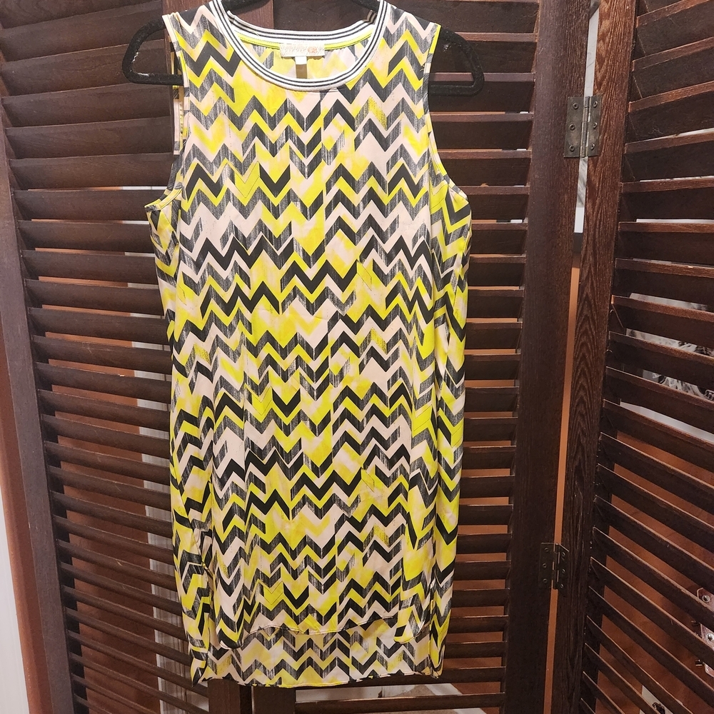 Gianni Bini Yellow and Black Chevron Mini Dress